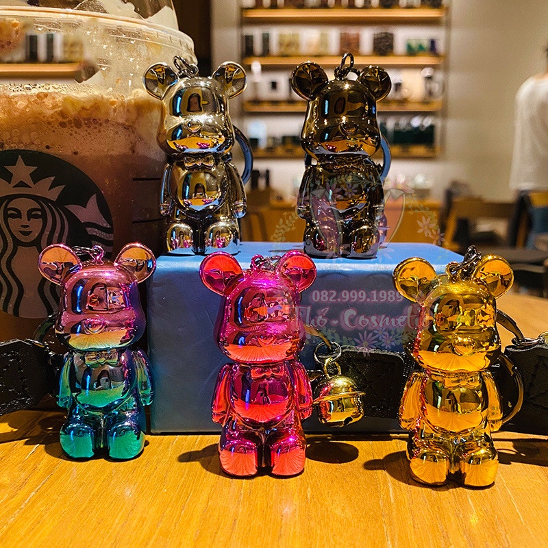 Móc khóa gấu Hàn Quốc Bearbrick OMBRE dễ thương đủ màu sắc dùng làm móc treo, phụ kiện túi xách
