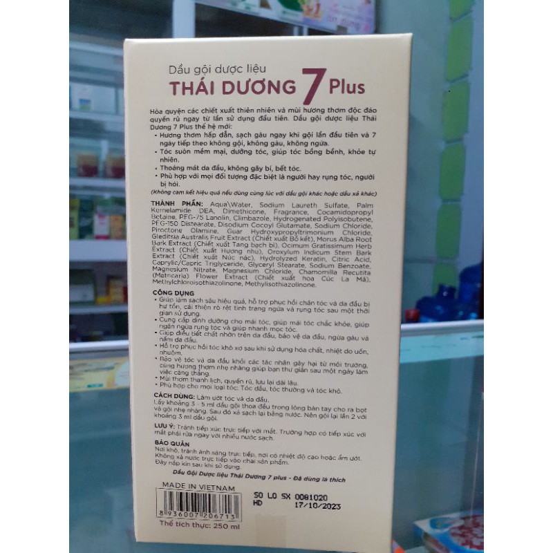 Dầu gội đầu Thái Dương 7 Plus Chai 250 ml