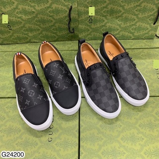 Giày lười Lv đế cao su cao cấp - giày slipon lv caro cho nam