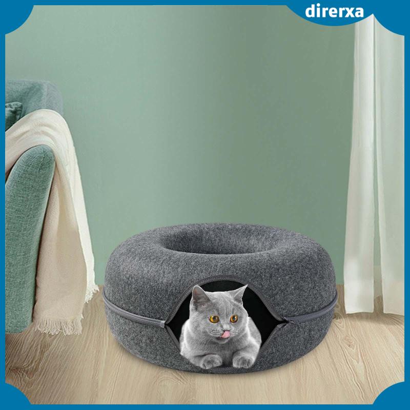 Giường Đường Hầm Cho Mèo Bằng Nỉ Có Dây Kéo Tiết Kiệm Không Gian Ấm Áp