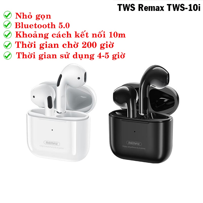 Tai Nghe Bluetooth REMAX TWS 10i Không Dây | Chống Ồn | Âm Chuẩn | Remax True wireles Nhét Tai Vừa Vặn Không Đau Tai