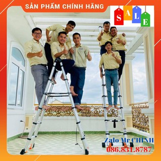 [ VÔ ĐỊCH GIÁ ] Thang Nhôm Rút Đôi Chữ A (2.2M+2.2M) - Có Bánh Xe. Tải trọng 300kg MỚI NHẤT..sẵn hàng