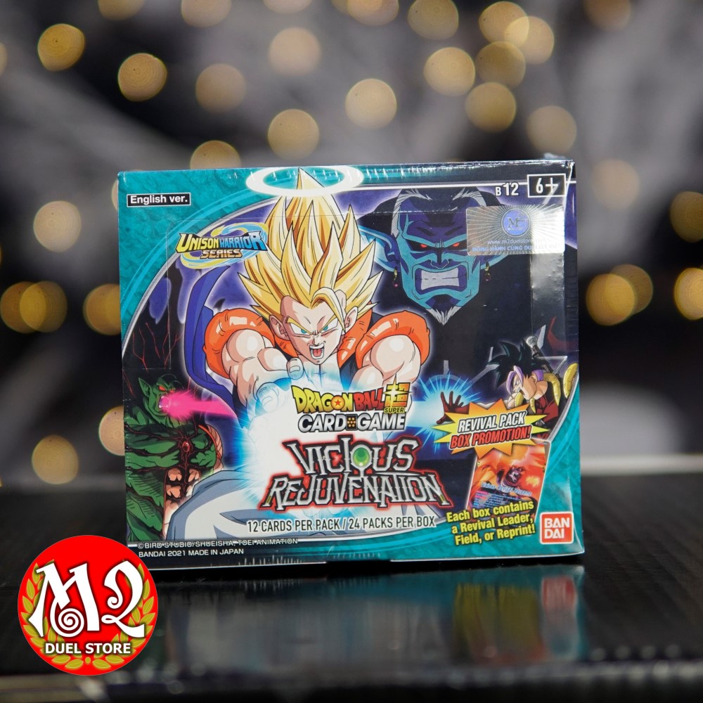 Hộp thẻ bài thật Dragon Ball Super: B12 Unison Warrior Series Vicious Rejuvenation BOOSTER BOX (24 packs sealed)