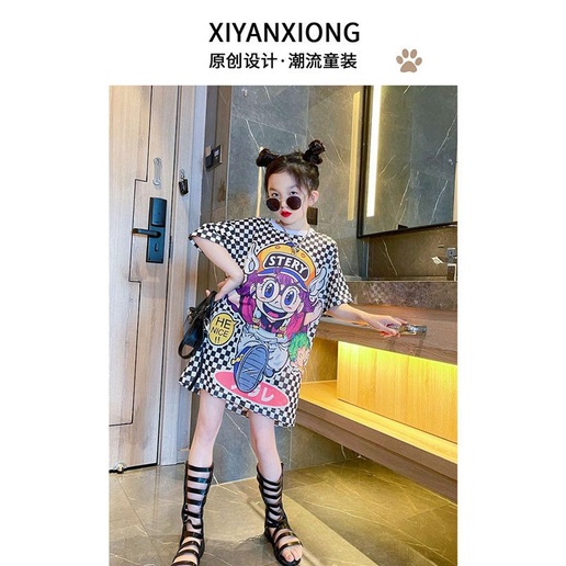 Áo thun bé gái，Đầm Thun Tay Ngắn Phong Cách Mùa Hè Mới Dành Cho Bé Gái