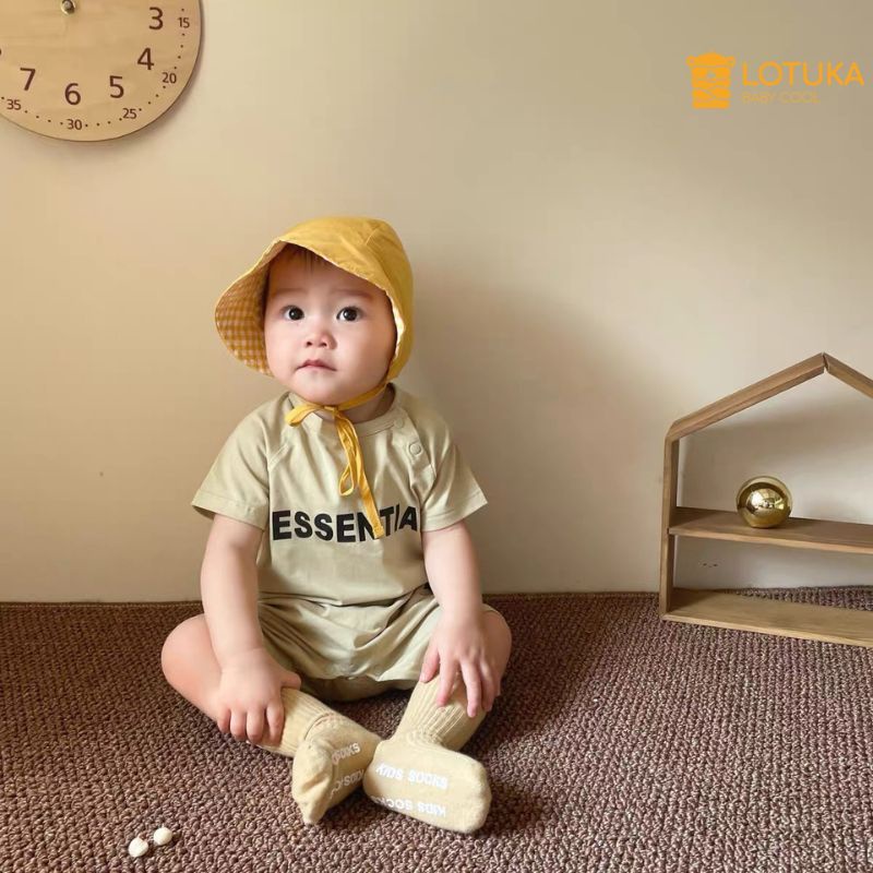 Body đùi cho bé in chữ phong cách, bộ đồ liền thân chất thun lạnh siêu thoáng mát size bé 3-12kg