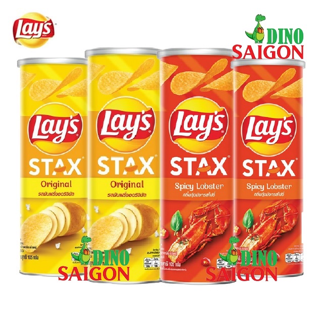 Combo 4 Hộp Bánh Snack Khoai Tây Lay's Stax Thái Lan 105g Mix 2 vị Tự Nhiên Và Tôm Hùm Nướng