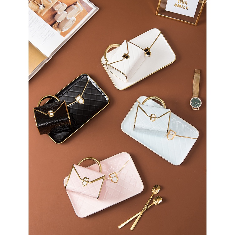 Cốc sứ quà tặng hình túi xách thời trang kèm đĩa và thìa mẫu mới