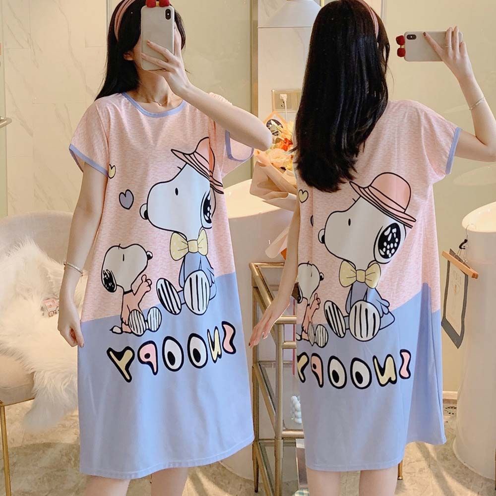 Bộ Đầm Ngủ 2 Món Dáng Rộng In Họa Tiết Hoạt Hình Doraemon / Gấu / Doraemon Dễ Thương Thời Trang Mùa Hè Cho Nữ