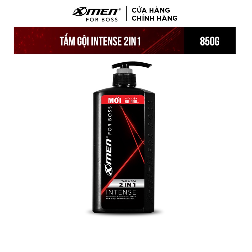 [Mã FMCGMALL -8% đơn 250K] Combo 2in1 X-men For Boss Intense 850g + 1 Intense Shampoo 150g + 1 Intense Shower 180g