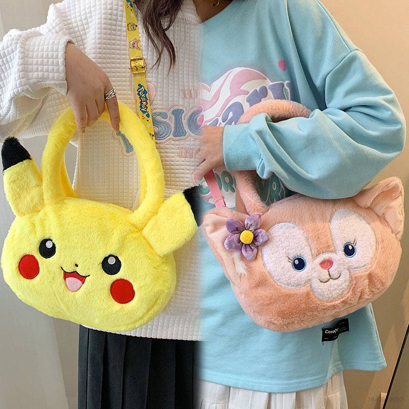 SANRIO Túi đeo chéo hình Pikachu Disney LinaBell nhồi bông dễ thương cho nữ