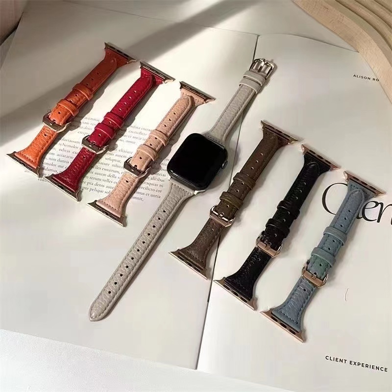 Dây đeo đồng hồ Apple Watch 45mm 40mm 44mm 38mm 42mm Series 7 SE 654321 Đồng hồ dây da thời trang cho nữ