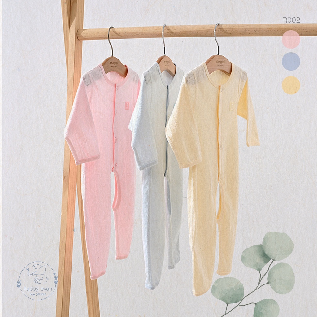 [Freeship] [Auth TONGTAI] Sleepsuit đồ ngủ liền quần dài tay khoét đáy, chất 100% cotton mềm mịn - romper / body đùi