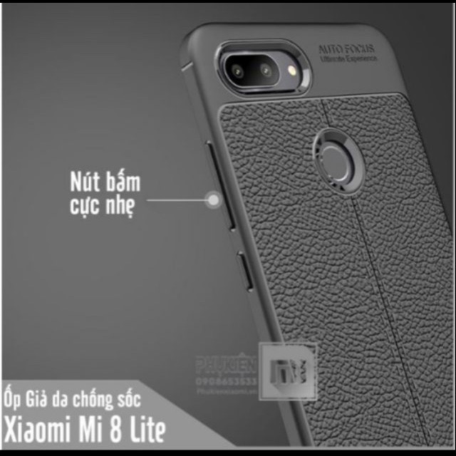 Ốp lưng da cao cấp Auto focus cho xiaomi mi 8 lite