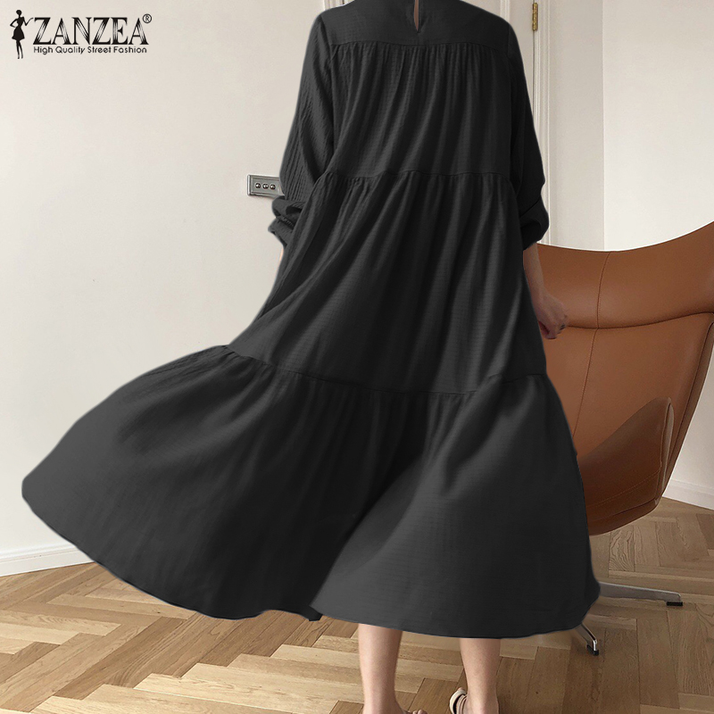 Đầm maxi ZANZEA tay phồng trẻ trung cho nữ