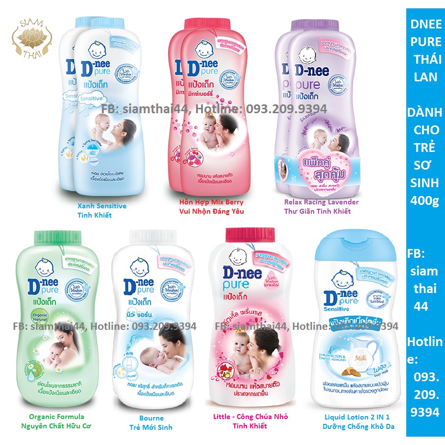 Phấn Rôm D-Nee Pure/D-Nee Kids Cho Bé Từ 0-3 Tuổi 400g - Thái Lan