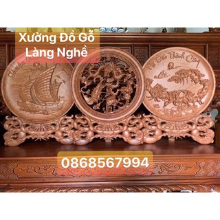 [ Xả Lỗ ] Đĩa Tứ Linh Đục Thủng Gỗ Hương Đá [ Gỗ Hương Đá Cao Cấp- Hàng Loại 1 ]