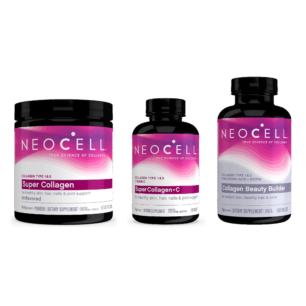 [DATE 2022] Neocell Super Collagen + C, Type 1 & 3 120 VIÊN / Super Collagen Powder 198G / Collagen Beauty Builder 150 V