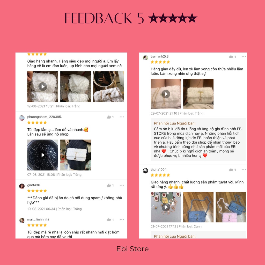 [Xả Lỗ] Túi Handmade DIY ❤️ Ebi Store - Freeship ❤️ Túi Tự Đan Len Xù Cực Kì Đơn Giản, Đầy Đủ Set Đồ Đan ❤️