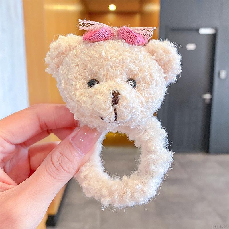 Dây buộc tóc co giãn hình gấu nhồi bông dễ thương cho nữ