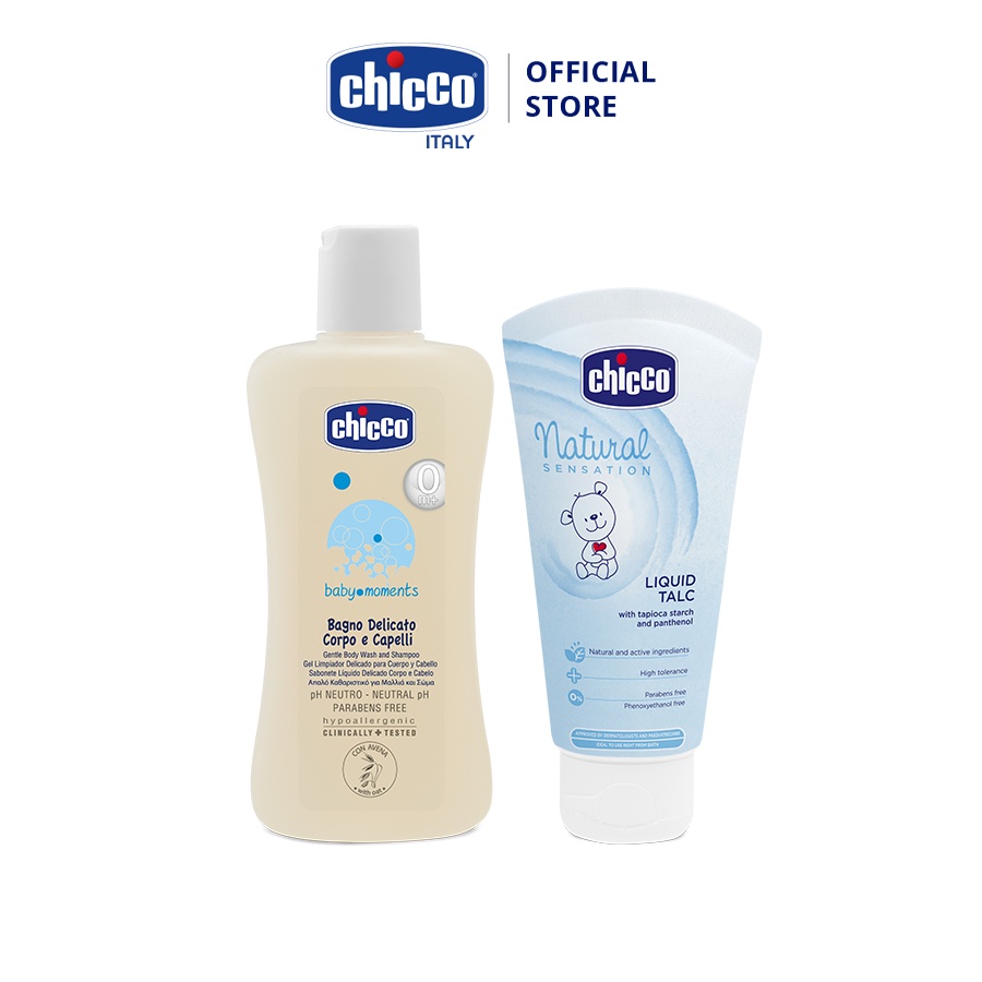 Combo Sữa tắm gội chiết xuất Yến mạch 0M+ 200ml &amp; Nước hoa hương tự nhiên 0M+ 100ml Chicco