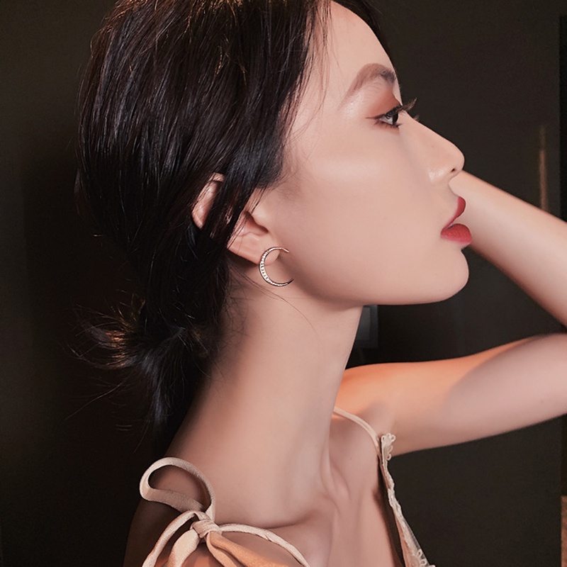 Dongdamen Bông Tai micro Thủ Công Đính Kim Cương Đầy Sao Và Mặt Trăng Sang Trọng Thanh Lịch Siêu Thơ Mộng YR
