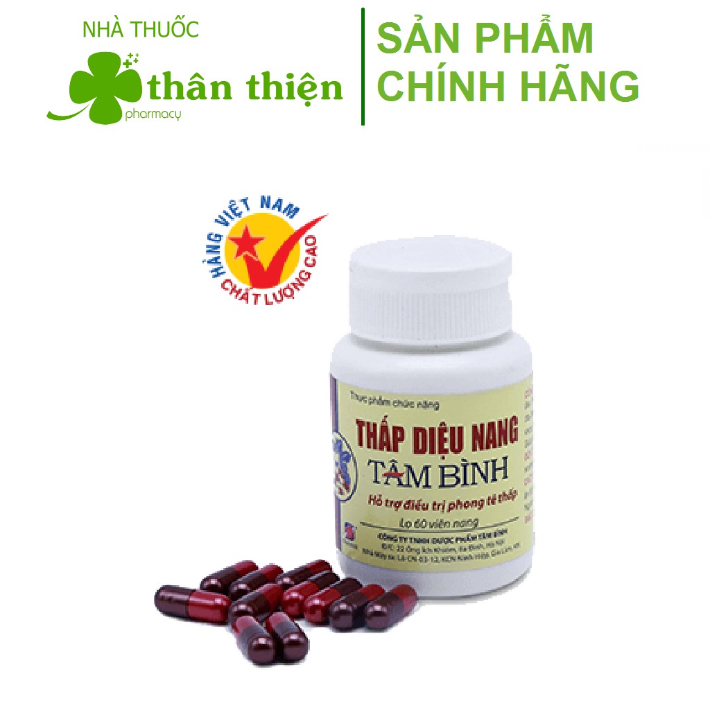 Thấp Diệu Nang Tâm Bình - hỗ trợ điều trị thoát vị đĩa đệm, thần kinh tọa, bệnh lý xương khớp (60 viên)