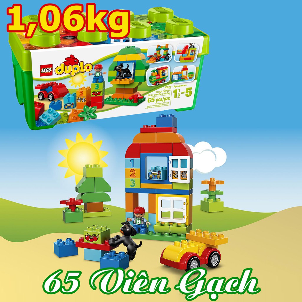 LEGO DUPLO 10572 (65 Mảnh Ghép) Thùng Gạch Xanh DUPLO Vui Nhộn - Đồ Chơi Xếp Hình LEGO Chính Hãng Đan Mạch