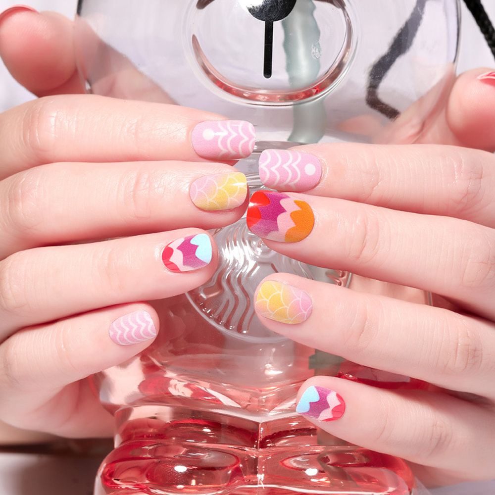 [Hàng mới về] Set 24 móng tay giả họa tiết hoạt hình nhiều màu sắc dễ thương cho bé gái