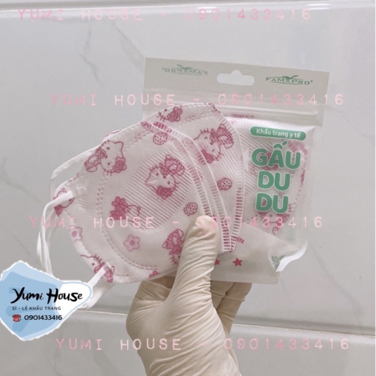 Khẩu trang trẻ em 3D, 5D GẤU DU DU Famapro chính hãng Nam Anh, nhiều họa tiết