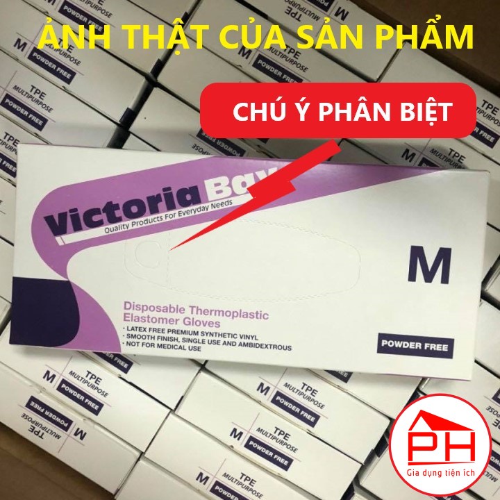 Hộp 100 Găng tay cao su VictoriaBay làm bếp vệ sinh siêu dai chất liệu TPE không mùi (SIZE : L-M-S) - Gia dụng Phước Hòa