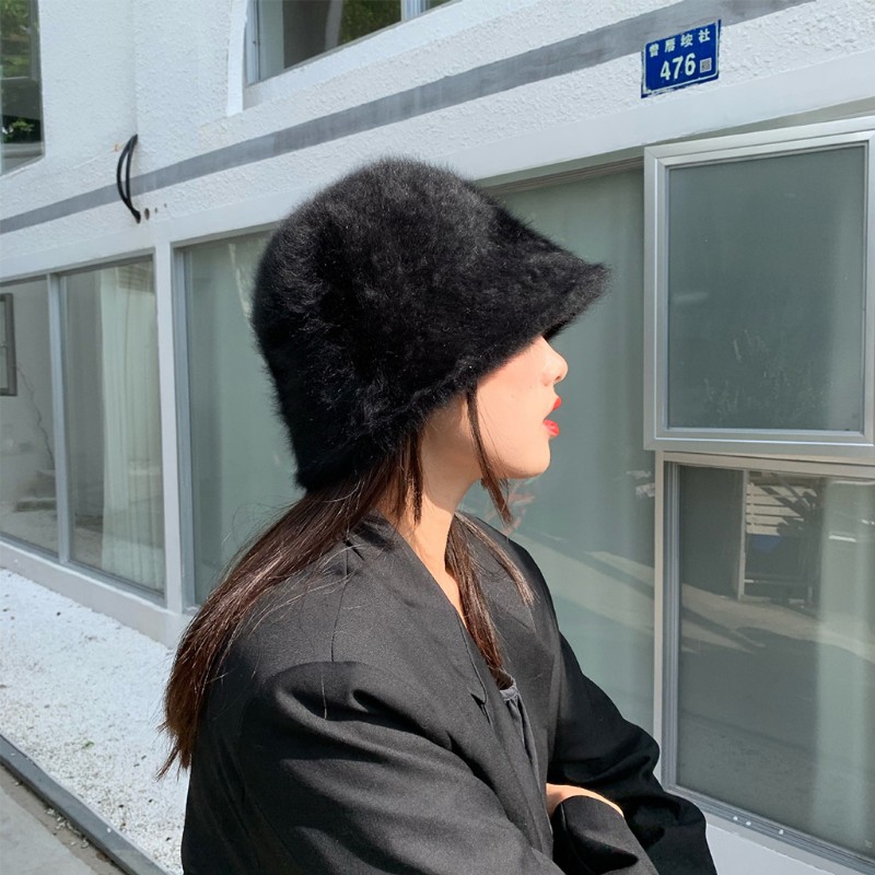 Mũ Lông Rộng Vành Màu Trơn Thời Trang Mùa Đông Cho Nữ