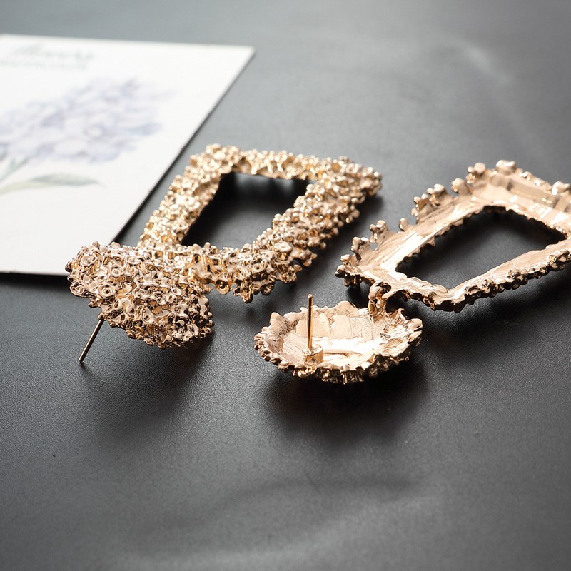 Bohemia Style Scrub Trapezoid Geometric Diamond Dangle Earrings