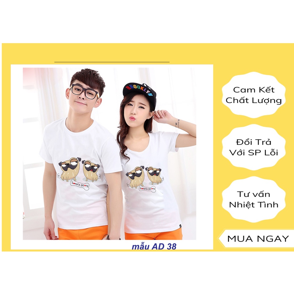 Áo đôi nam nữ tay cộc in hình ngộ nghĩnh , áo cặp in hình phong cách HÀN QUỐC