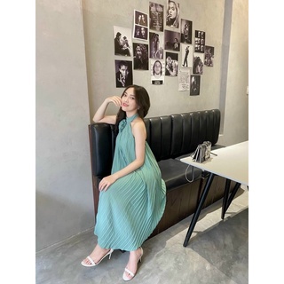 Đầm maxi cổ yếm ly dáng dài có mút hở lưng form rộng đầm bầu freesize linh htt