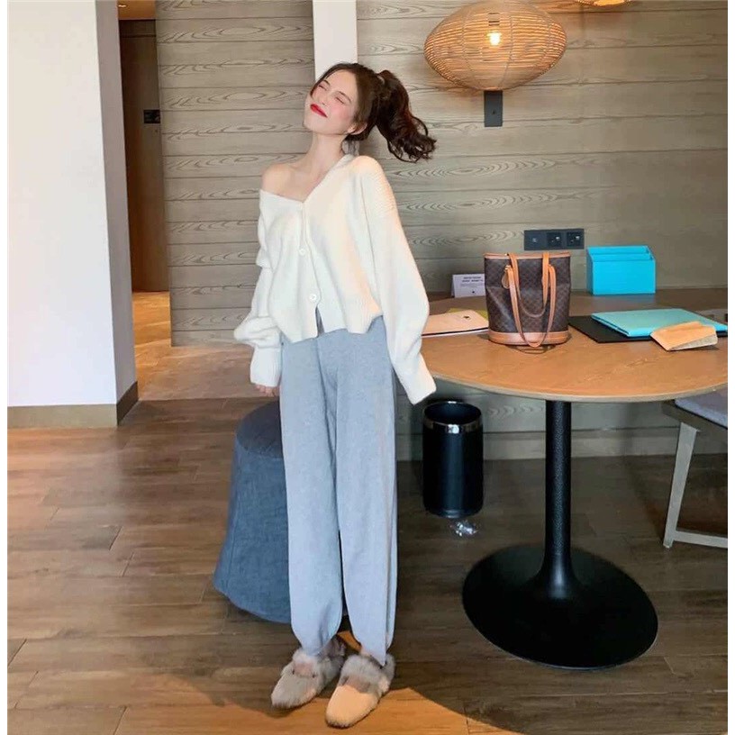 Áo cardigan len tăm mịn khoác ngoài cao cấp croptop cổ tim V dệt kim kiểu Hàn Quốc MSP430 | BigBuy360 - bigbuy360.vn