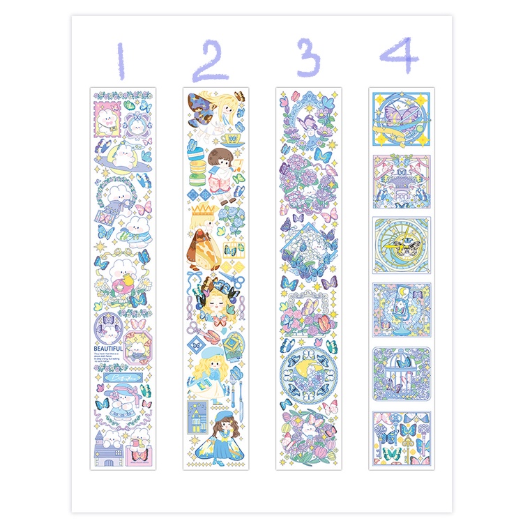 Sticker PET Dạng Miếng Masking Tape Moonlight Butterfly