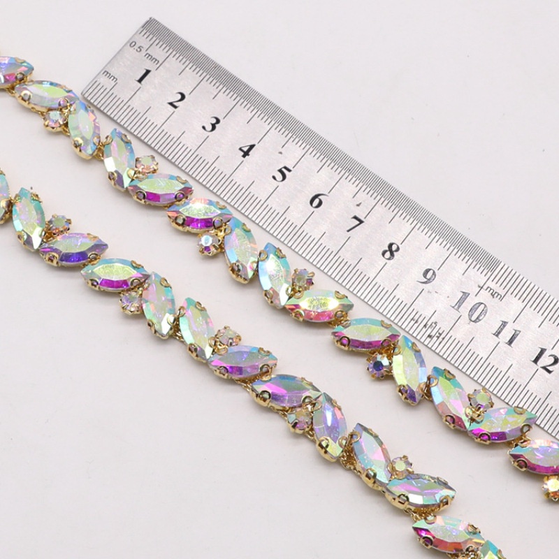 2138894     Dây Xích Đính Đá Mắt Ngựa Chất Lượng Cao Trang Trí Quần Áo