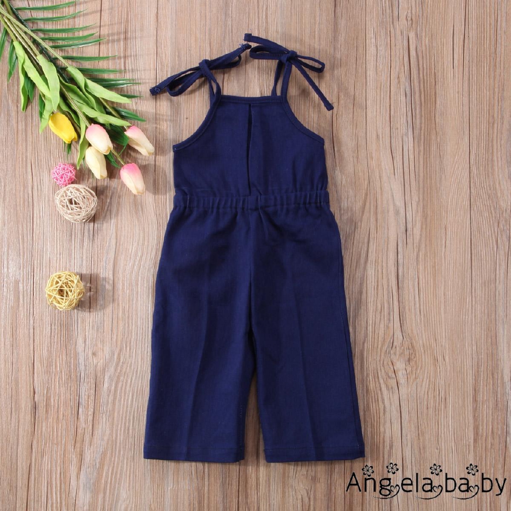 Áo Liền Quần Denim Dây Thắt Lưng Thời Trang Cho Bé Gái