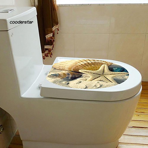 Sticker dán nắp bồn cầu họa tiết hình khu bần trời và biển dùng trong trang trí phòng tắm