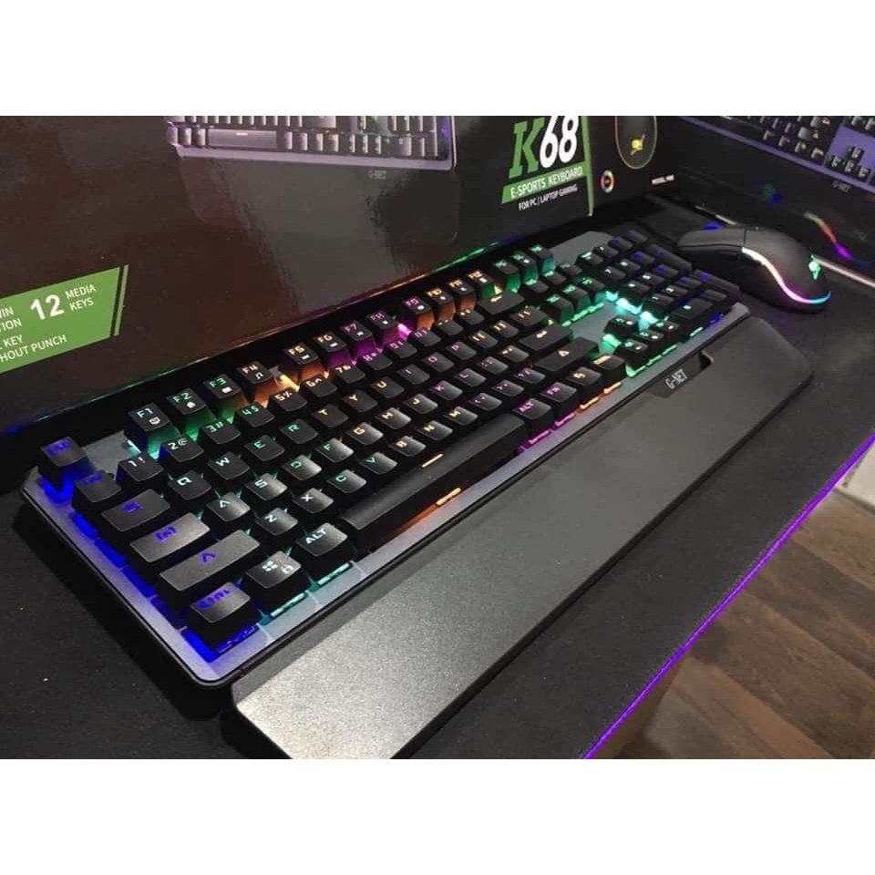 Bàn phím Gaming G-Net K68 - Led ranibow - Blue Switch - Switch quang học - Màu đen - Bảo hành 12 tháng