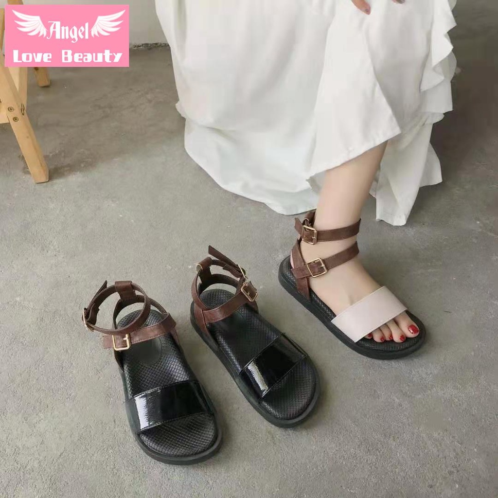 Đôi Giày Sandal Mùa Hè Đế Phẳng Dày Phong Cách Hàn Quốc Thời Trang Dễ Phối Đồ Cho Nữ