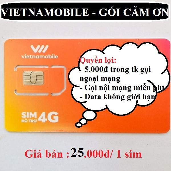 Sim vietnamobile gói cước cảm ơn sim data không giới hạn