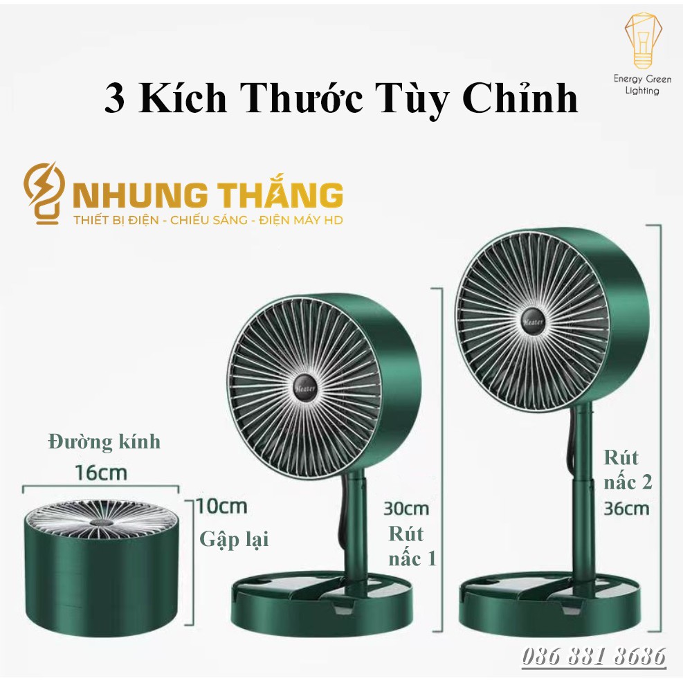 Máy Sưởi Để Bàn TN036, Quạt Sưởi Mini - Công Nghệ Sưởi Gốm PTC Ceramic-Làm Nóng Nhanh -Tích Hợp Tản Gió -Tiết Kiệm Điện