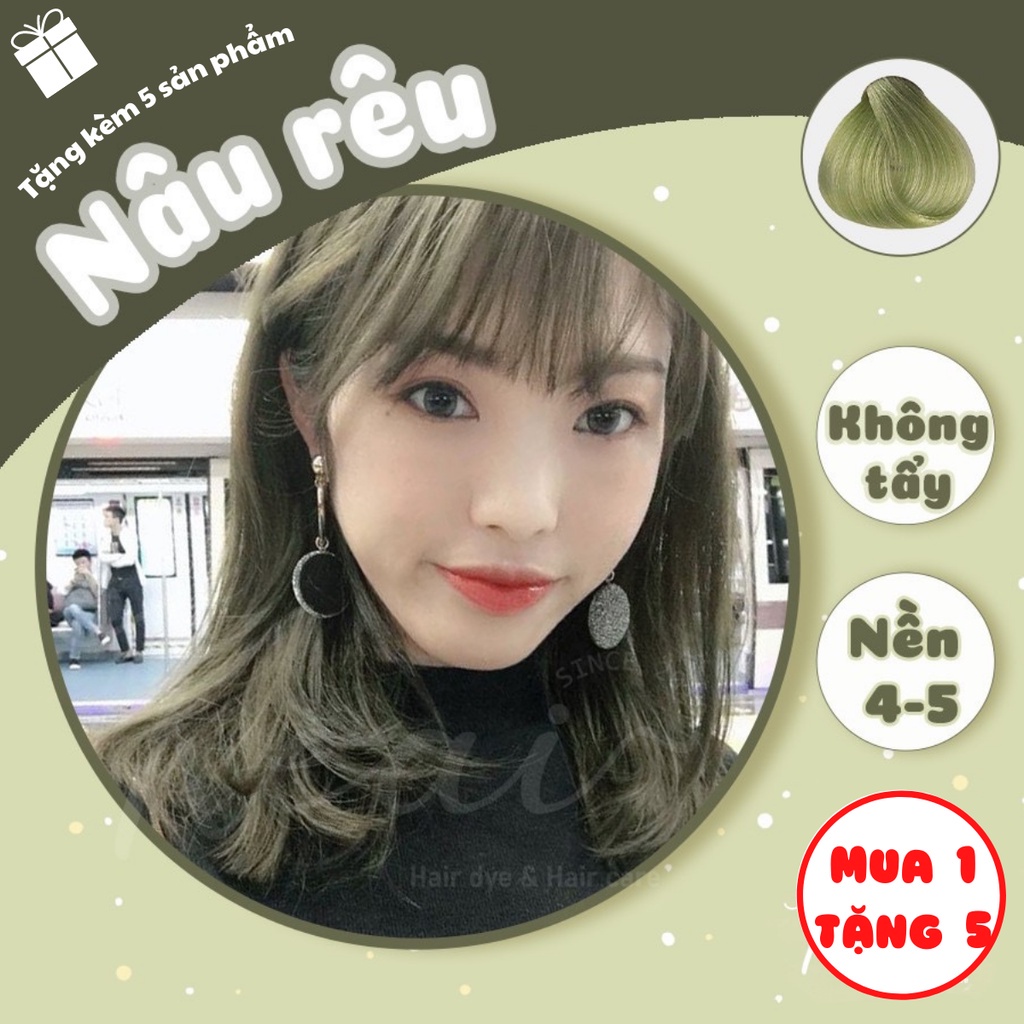 Thuốc nhuộm tóc NÂU Rêu không cần dùng thuốc tẩy tóc chenglovehairs tặng kèm găng tay trợ nhuộm