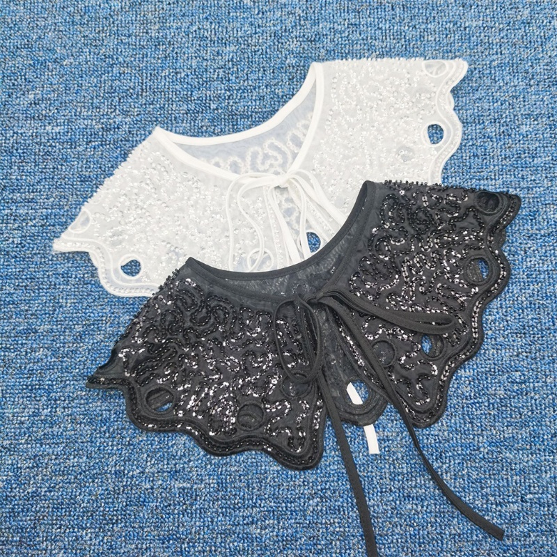 Khăn Choàng Cổ Đính Hạt Cườm Phối Nơ Cột Có Thể Tháo Rời Cho Nữ