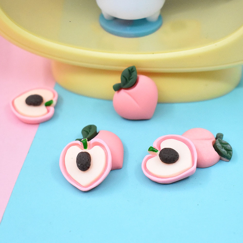 10 quả đào bằng nhựa resin dễ thương trang trí điện thoại đa năng