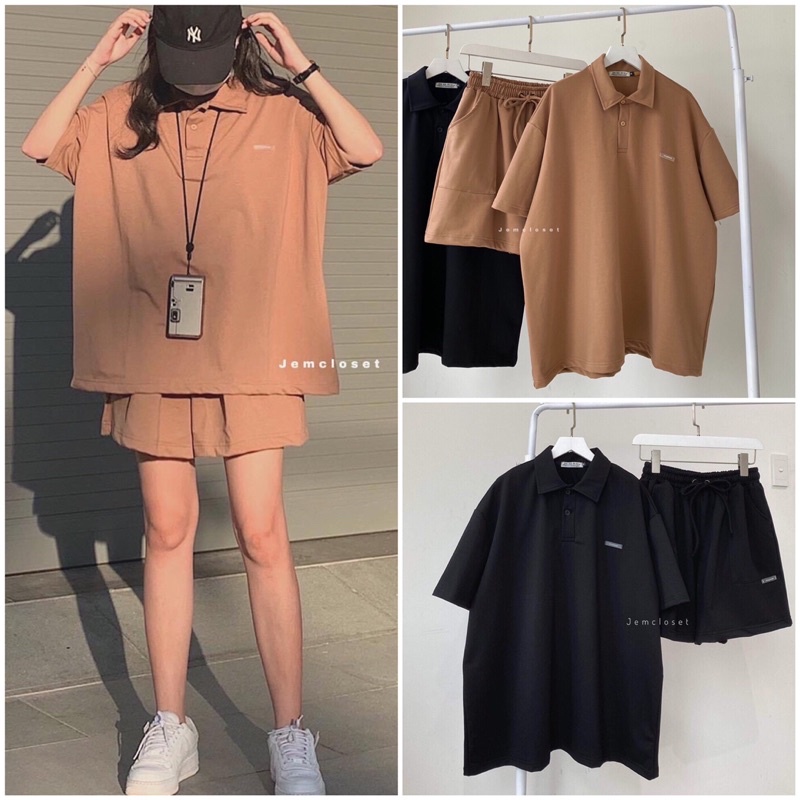 Set Quần Short - Áo Polo Chất Liệu cotton KINDLE 2 màu Nâu & Đen