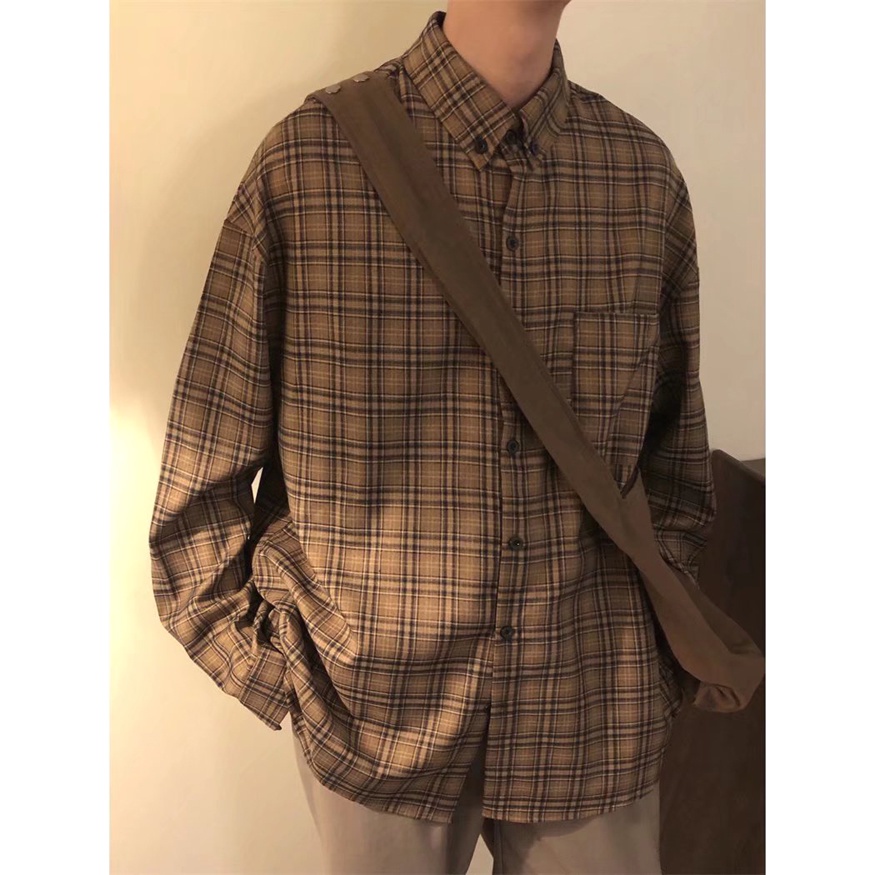 Áo Sơ Mi Nam Dài Tay Vải Flannel Họa Tiết Sọc Caro Phong Cách Retro áo sơ mi nữ form rộng  áo sơ mi caro nữ áo sơ mi hoạ tiết