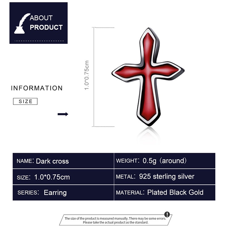 Bông tai Bamoer SCE1327 bằng bạc S925 hình thánh giá thời trang cho nữ