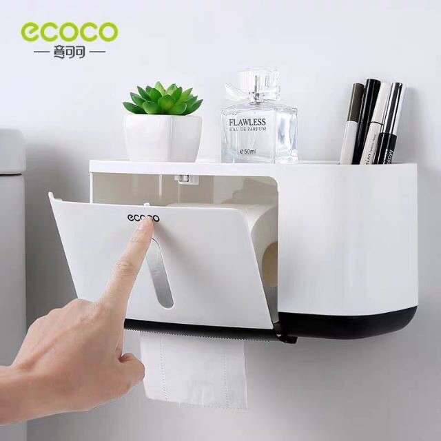 Hộp đựng giấy vệ sinh có 2 ngăn để đồ đa năng ECOCO 1808